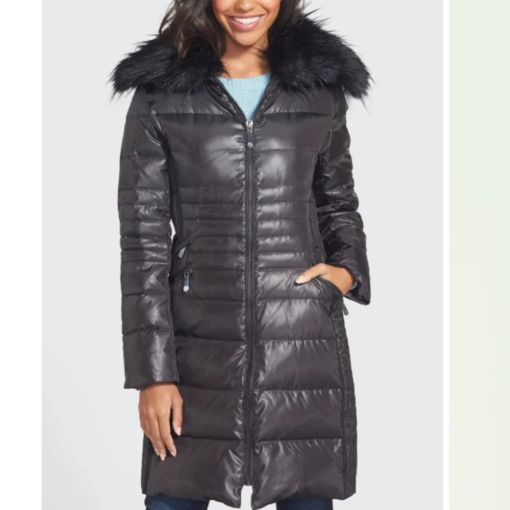 Vince Camino Faux Fur Collar Quilted Walking Coat size XL